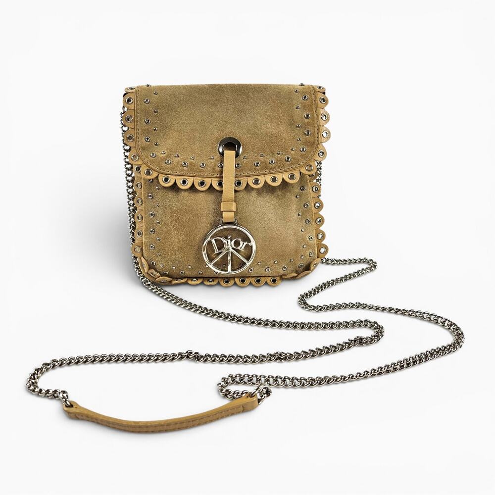 Vintage Christian Dior "Peace and Love" Suede Hippie Bag Crossbody